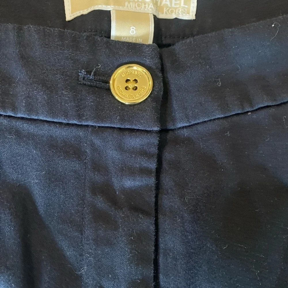 Michael Kors Navy Trousers with Gold Button 8
